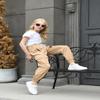 AOWKULAE Big Girls Cargo Pants, Drawstring Elastic Waist Loose Tapered Cargo Jogger Pants with Multi Pockets for Girl, Khaki, 11-12 Years = Tag 160 view 4