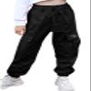 AOWKULAE Big Girls Cargo Pants, Drawstring Elastic Waist Loose Tapered Cargo Jogger Pants with Multi Pockets for Girl, Black, 9-10 Years = Tag 150 view 1