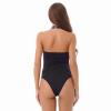 Alvivi Women's Halter Neck O Ring Choker Chain High Cut Bodysuit One Piece Bikini Monokini Swimsuit Black Small view 2