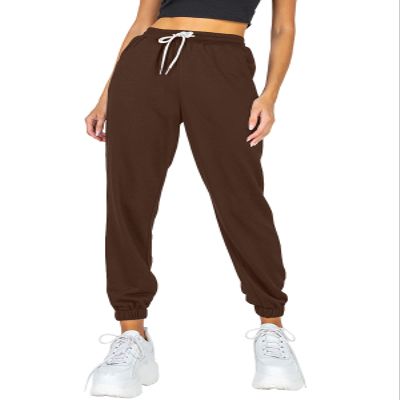 AUTOMET Women's Cinch Bottom Sweatpants Athletic Joggers Lounge Pants with Pockets Brown XXL