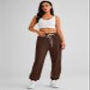 AUTOMET Women's Cinch Bottom Sweatpants Athletic Joggers Lounge Pants with Pockets Brown XXL view 2