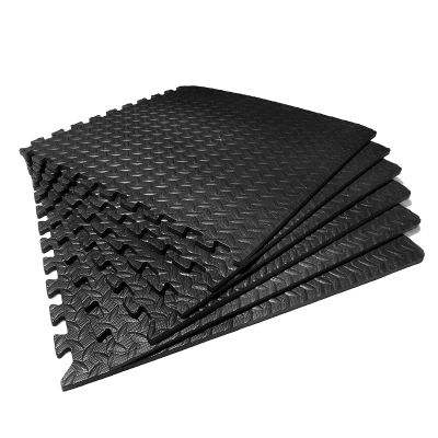 XQKXHZ Foam Mat Floor Tiles, Interlocking EVA Foam Padding - Soft Flooring for Exercising, Yoga, Camping, Kids, Babies, Playroom - 60 x 60 x 1cm/23.6 x 23.6 x 0.39Inch, Black,12pcs