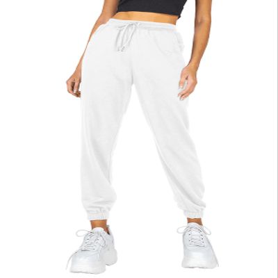 AUTOMET Women's Cinch Bottom Sweatpants Athletic Joggers Lounge Pants with Pockets White S