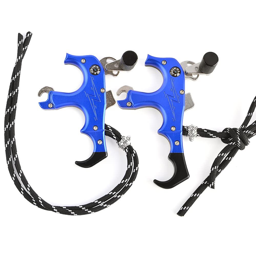 AMEYXGS Archery Release Aids 3/4 Fingers Automatic Compound Bow Release Trigger Thumb Release for Compound Bow Accessory (Blue)