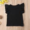 Qiylii Kids Baby Girl Plain Tee Shirts Ruffle Short Sleeve Basic Cotton T-Shirt Tops Blouse Clothes for Toddler (Black, 3-4 Years) view 4