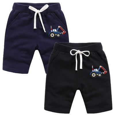 EISHOW 2-Pack Baby Boys Girls Shorts Basketball Soccer Funny Print Short Pants Soft Cotton Shorts with Drawstring Pockets