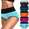 OLIKEME High Waisted Underwear for Women Tummy Control Cotton Plus Size Packs Ladies Panties Briefs M view 1