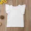 Qiylii Kids Baby Girl Plain Tee Shirts Ruffle Short Sleeve Basic Cotton T-Shirt Tops Blouse Clothes for Toddler (White, 3-4 Years) view 4