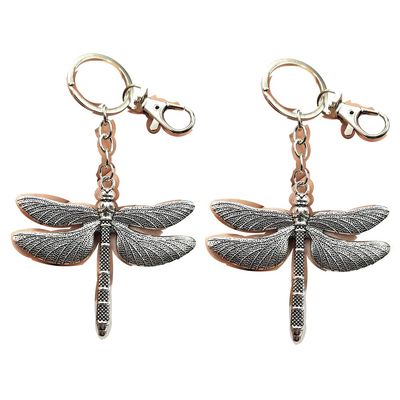 2Pcs Dragonfly Pendant Chain Keychain Boho Large Dragonfly Key Ring