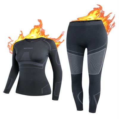 NOOYME Thermal Underwear for Women Long Johns Thermal Base Layer Black-grey