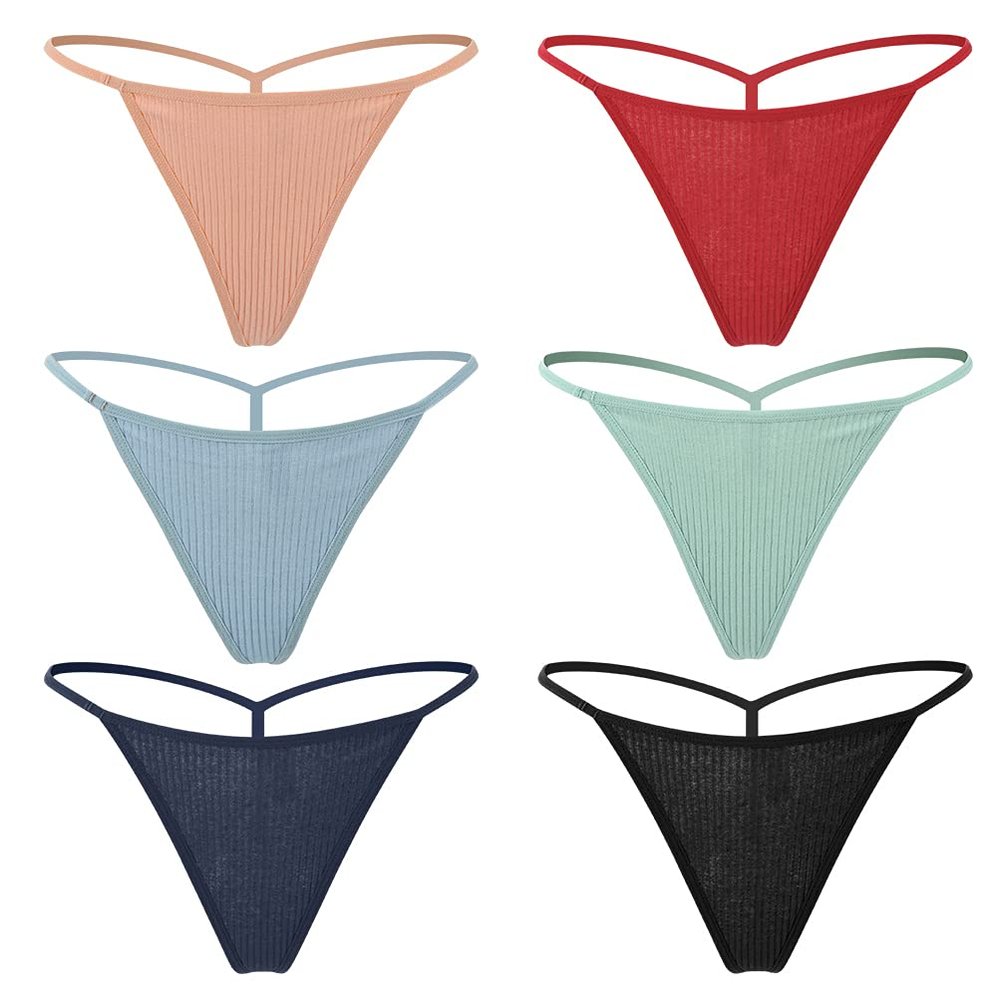 Closecret Cotton G-string, Women Panties Simple Thongs Lightweight Multi-Pack G-string&T-back (Large - X-Large, Style 3)
