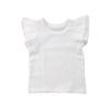 Qiylii Kids Baby Girl Plain Tee Shirts Ruffle Short Sleeve Basic Cotton T-Shirt Tops Blouse Clothes for Toddler (White, 1-2 Years) view 1