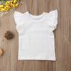 Qiylii Kids Baby Girl Plain Tee Shirts Ruffle Short Sleeve Basic Cotton T-Shirt Tops Blouse Clothes for Toddler (White, 1-2 Years) view 3