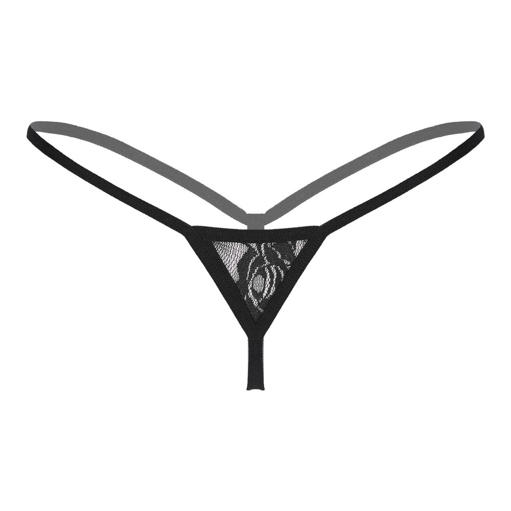 dPois Womens Underwear Panties G-String Lace Thongs T-Back Briefs Sheer Swimwear Black One Size