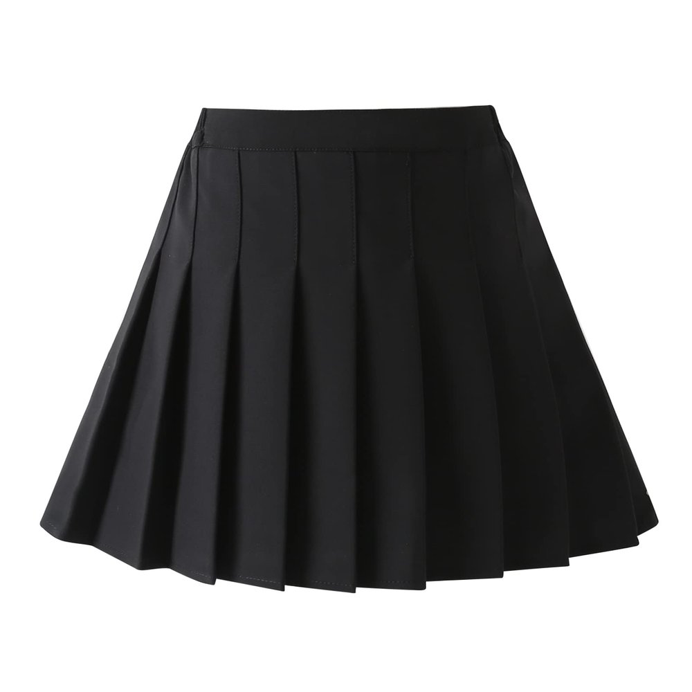 birbyrrly Girls School Uniform Skirts with Shorts Solid Pleated Tennis Skort Basic Scooter Toddlers Little Black 110-3T