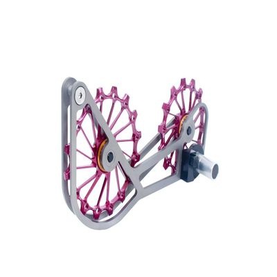 SwishTi Titanium Road Cyclocross Gravel Bicycle Bike Rear Derailleur Oversized Pulley Wheel System Cage OSPW for Campagnolo Campy Super Record Record EPS Chorus Potenza 11 Speed use (Red)