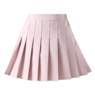 birbyrrly Girls School Uniform Skirts with Shorts  Solid Pleated Tennis Skort Basic Scooter Toddler Pink 110-3T