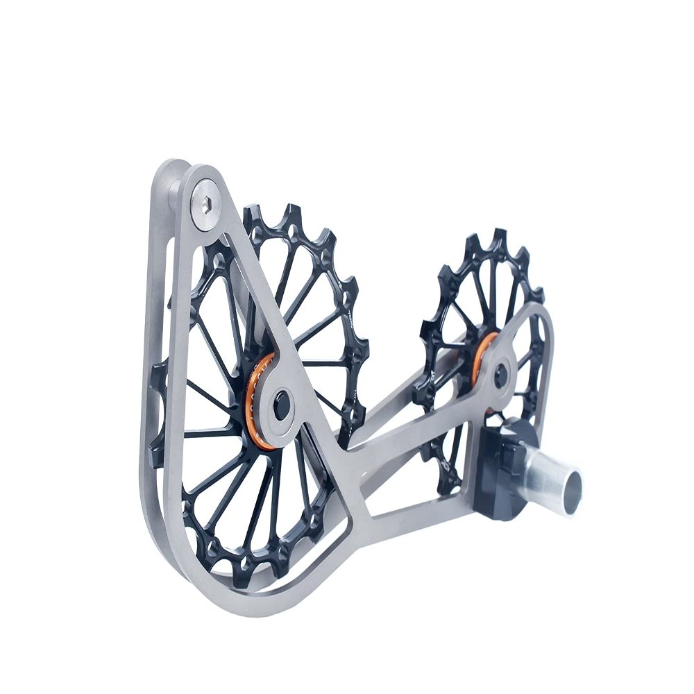 SwishTi Titanium Road Cyclocross Gravel Bicycle Bike Rear Derailleur Oversized Pulley Wheel System Cage OSPW for Campagnolo Campy Super Record Record EPS Chorus Potenza 11 Speed use (Black)