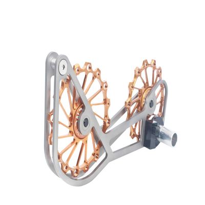 SwishTi Titanium Road Cyclocross Gravel Bicycle Bike Rear Derailleur Oversized Pulley Wheel System Cage OSPW for Campagnolo Campy Super Record Record EPS Chorus Potenza 11 Speed use (Gold)