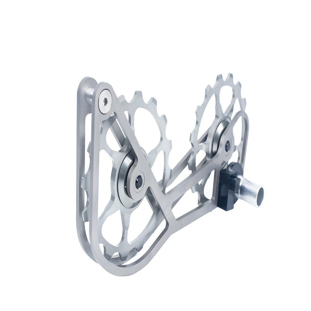 SwishTi Titanium Road Cyclocross Gravel Bicycle Bike Rear Derailleur Oversized Pulley Wheel System Cage OSPW for Campagnolo Campy Super Record Record EPS Chorus Potenza 11 Speed use (Silver Gray)