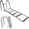 JINCAN Folding Dock Boat Ladders 4 Step, Heavy Duty Stainless Steel Marine Yacht Ladder, Removable Swim Deck Ladder with Pedal & Hand Railing view 1