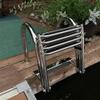 JINCAN Folding Dock Boat Ladders 4 Step, Heavy Duty Stainless Steel Marine Yacht Ladder, Removable Swim Deck Ladder with Pedal & Hand Railing view 2
