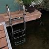 JINCAN Folding Dock Boat Ladders 4 Step, Heavy Duty Stainless Steel Marine Yacht Ladder, Removable Swim Deck Ladder with Pedal & Hand Railing view 3