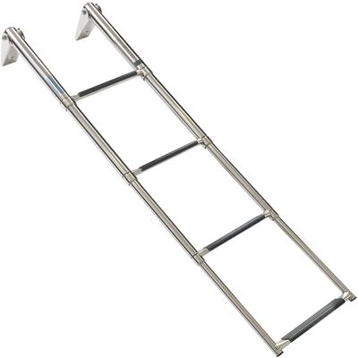 JINCAN 4 Step Boat Ladder Telescoping, Premium Stainless Steel Folding Swim Ladder with Wider Steps for Marine Boat Yacht Swimming Pool