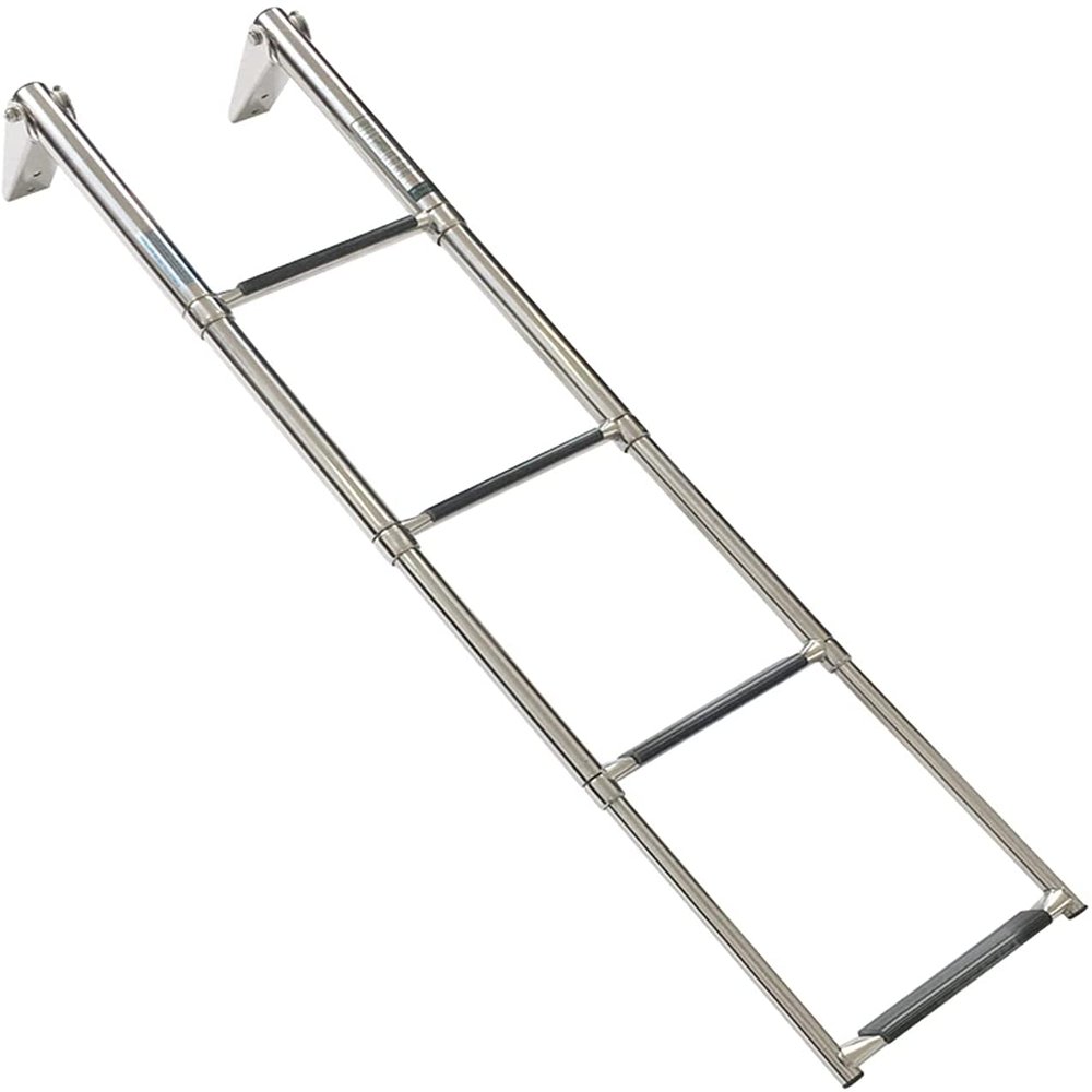 JINCAN 4 Step Boat Ladder Telescoping, Premium Stainless Steel Folding Swim Ladder with Wider Steps for Marine Boat Yacht Swimming Pool