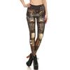 Women Steampunk Leggings Comic Cosplay Retro Punk Warrior Print Gothic Tattoo Stretchy Pants - Reg, Plus (Steam Punk, XXL=US XL) view 2