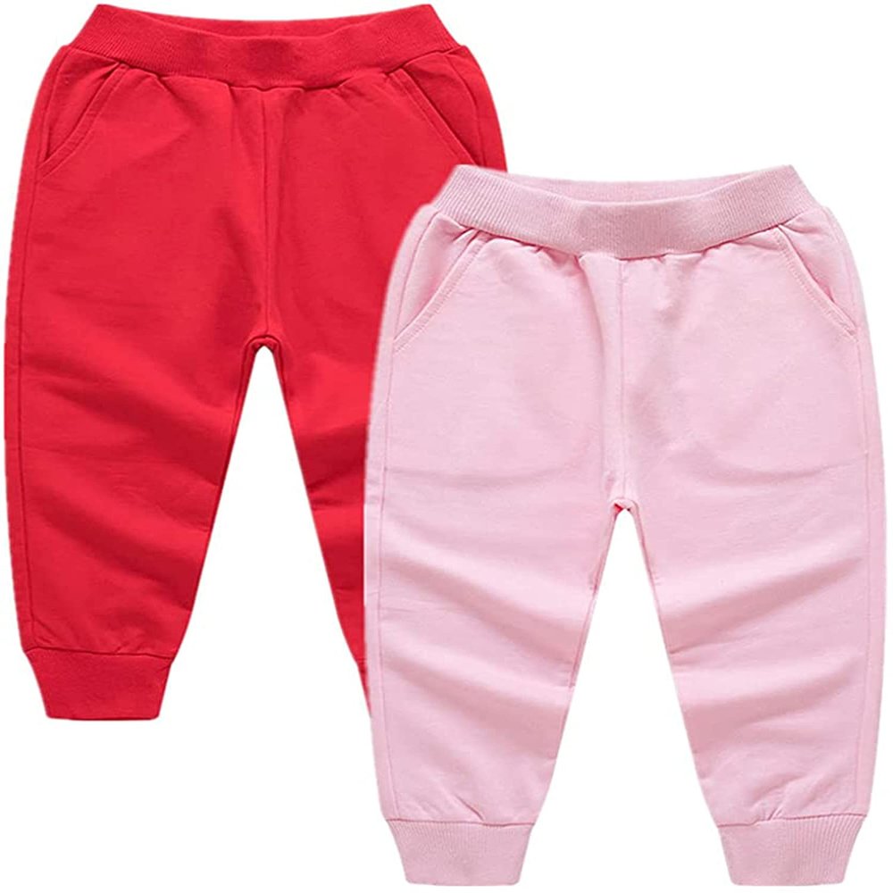 EISHOW Sweatpants for Toddler Boys Girls,Baby Boy's 2-Pack Pants,Kids Cotton Pull on Jogger Pants Pockets Active Sweatpants