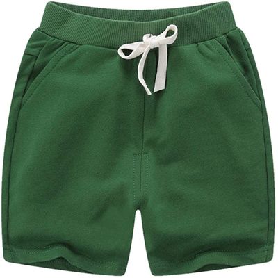 EISHOW 2-Pack Baby Boys Girls Shorts Cute Beach Short Pants Soft Cotton Shorts Active Jogger Bottoms with Drawstring Pockets (Green,6-8Y,6 Years,7 Years)
