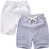 EISHOW 2-Pack Baby Boys Girls Shorts Cute Beach Short Pants Soft Cotton Shorts Active Jogger Bottoms with Drawstring Pockets (2 Pack-Gray+White,3-4Y,3 Years,4 Years) view 1