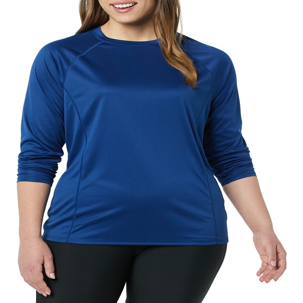 Amazon Essentials Women's Long Sleeve Rash Guard, Navy, Medium