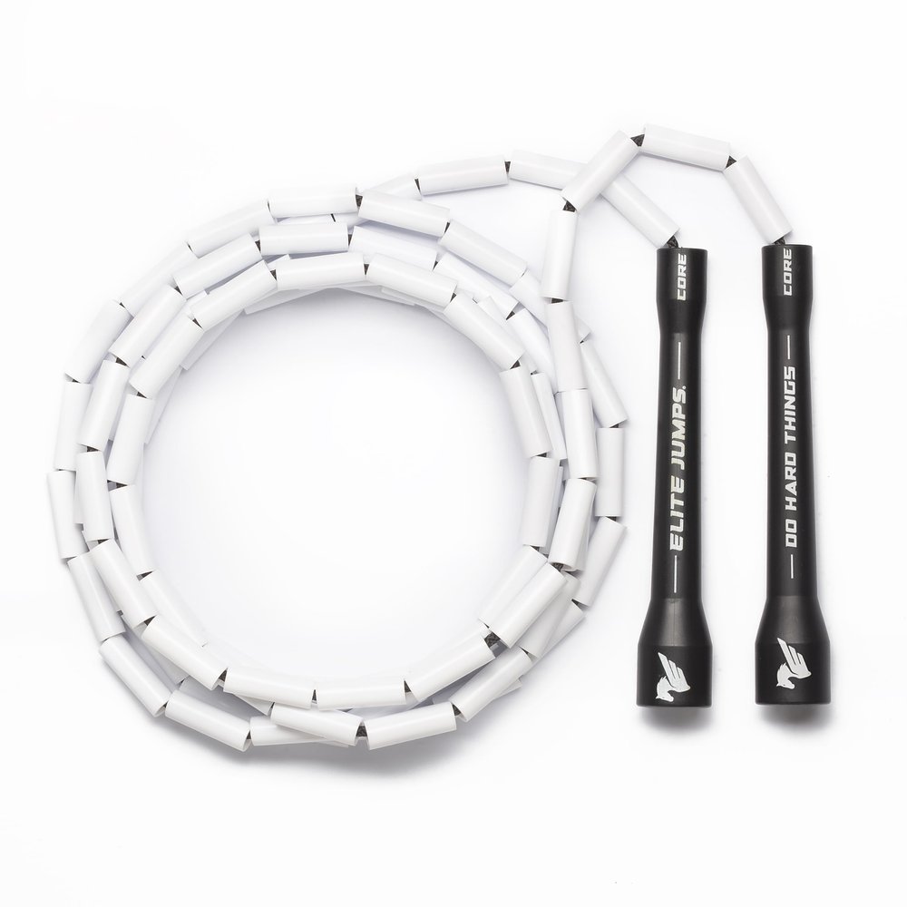 Elite Jumps - Do Hard Things 1 Beaded Jump Ropes - Strong & Durable Materials - Resize & Adjust - Fitness & Cardio Training - Improve Rhythm, Speed, Agility - Black/White