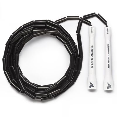 Elite Jumps - Do Hard Things 1 Beaded Jump Ropes - Strong & Durable Materials - Resize & Adjust - Fitness & Cardio Training - Improve Rhythm, Speed, Agility - White/Black