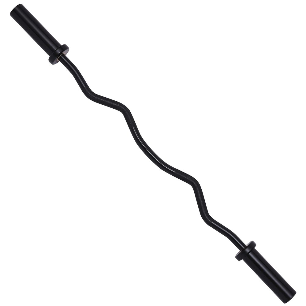 Signature Fitness Powergainz Standard Olympic Super Curl Barbell Curl Bar Threaded Curl Bar, 48 inch,Black