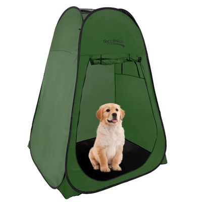 RecPro Portable Pop Up Privacy Tent | Changing Room, Toilet, Shower, Rain Shelter for Camping & Beach | Includes Carry Bag, Ground Cover, and rain Cover (Without Rug Stakes, Green)