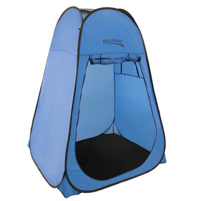 RecPro Portable Pop Up Privacy Tent | Changing Room, Toilet, Shower, Rain Shelter for Camping & Beach | Includes Carry Bag, Ground Cover, and rain Cover (Without Rug Stakes, Blue)