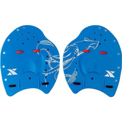 Xterra Wetsuits Kraken Swim Paddle - Training Paddle for Strength Building and Stroke Technique Improvement - Red/Blue/Black - Large