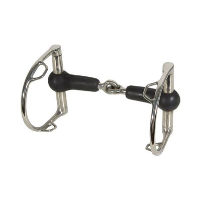 FES Rubber D Ring Snaffle Horse Bit with Hooks | Gentle on Young or Sensitive Mouths | Encased in Soft Pliable Rubber | Stainless Steel Dees | Leverage Options