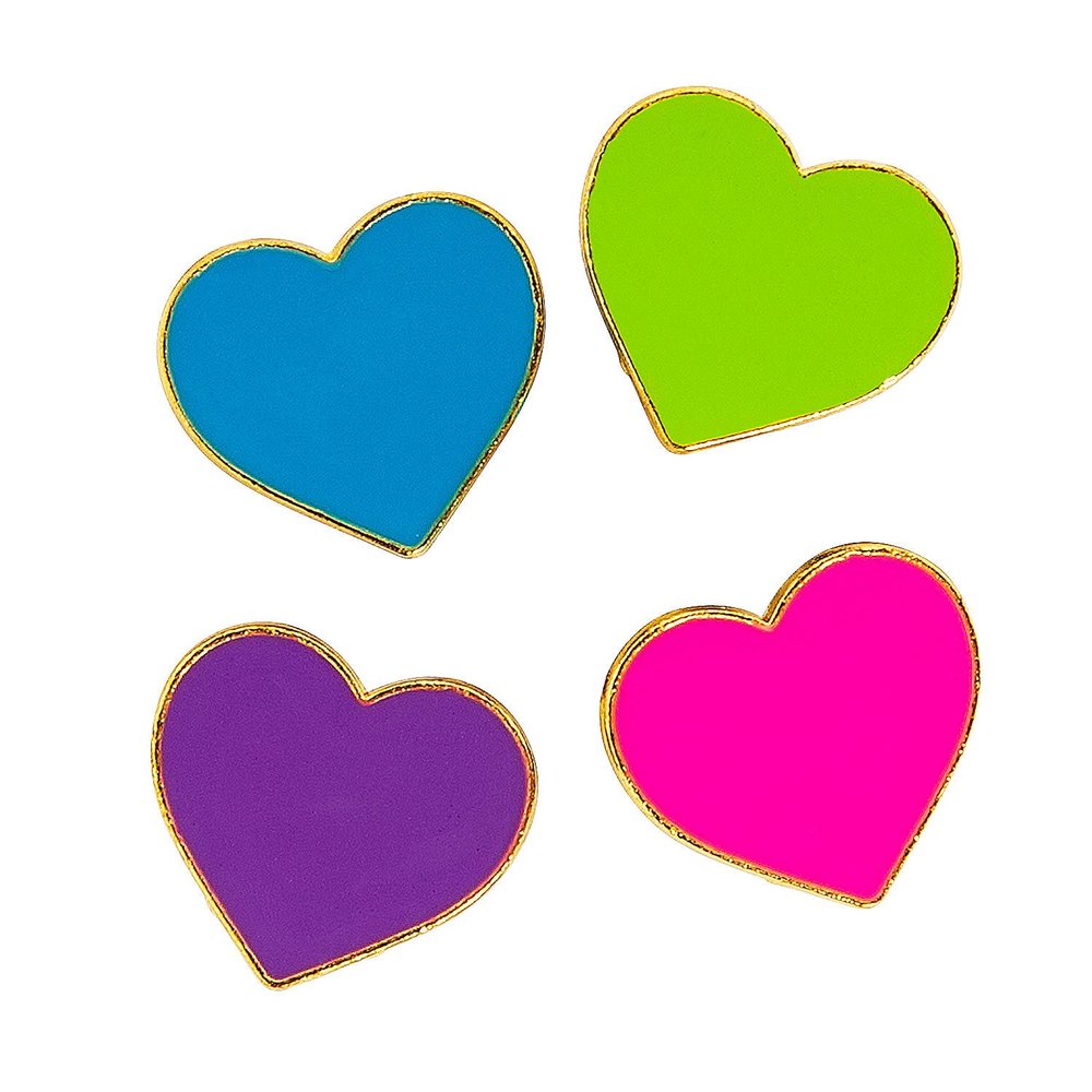 Colorful Heart Pins - 12 Pieces