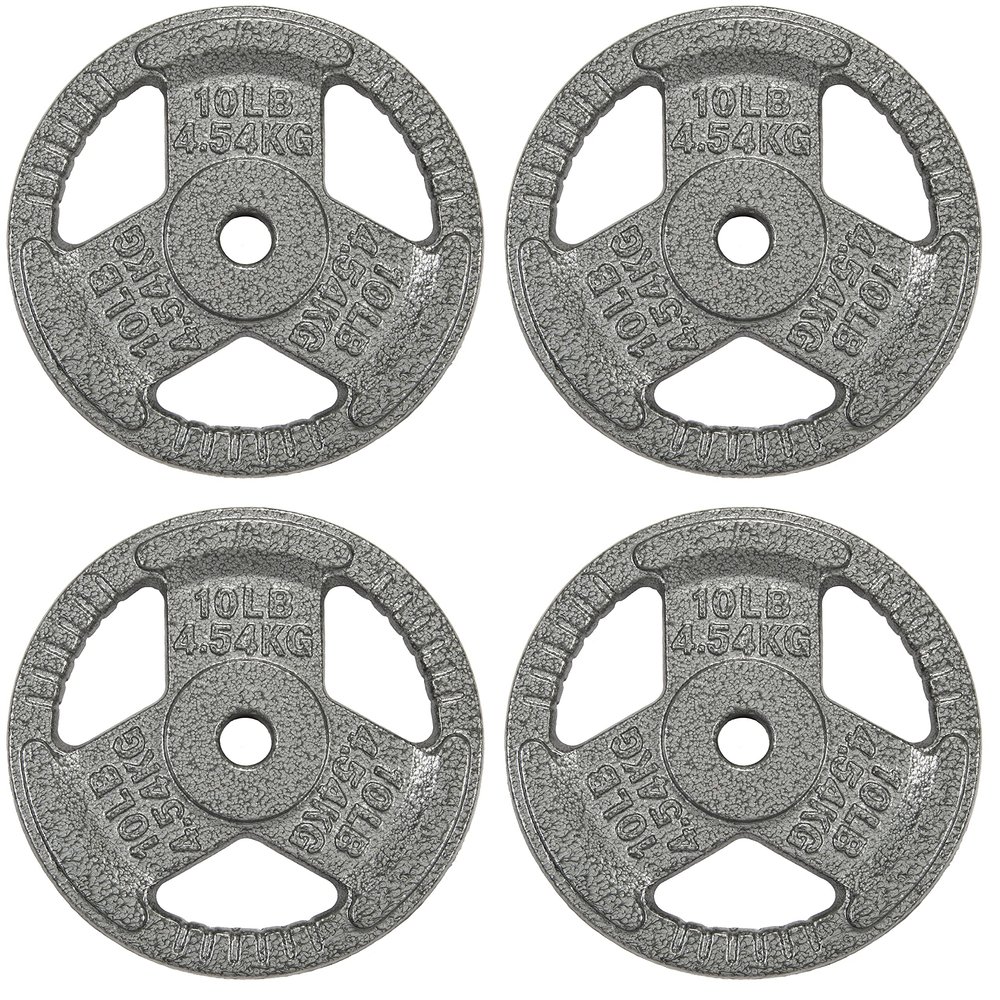 Fitvids Cast Iron Plate Weight Plate for Strength Training and Weightlifting, 1-Inch Center, 10LB (Set of 4)