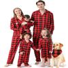 BZSFW Matching Family Christmas Pajamas Set, Red Buffalo Plaid Holiday PJs Button Up Sleepwear for Adults Kids (Boys,6-7Years,Red) view 1