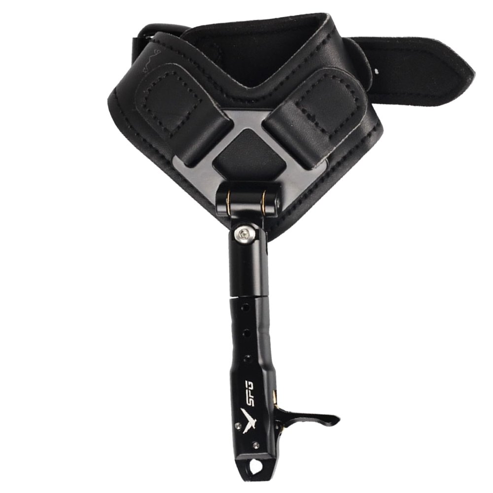 SPG Bow Release for Compound Bow, Comfortable Wrist Strap Archery Release Trigger for Arrow Release, Adjustable Compound Bow Release Aids 360 Rotate Caliper with Foldback Design (Black)