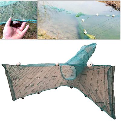 Lawaia Folding Crab Trap Fishing Trap Net Portable Small Mesh Trawl Fishing Cage with Ceramic Sinkers Floats for River Blocking Fish Trap,Network Port Width 4/5/6/8/10m Shrimp Cage - Height 1.2m