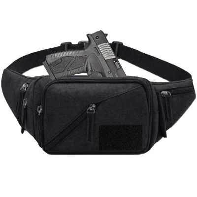 Concealed Carry Pistol Waist bag - LarKoo Tactical Conceal Carry Pistol Bag Fanny Packs Handgun Holster Pouch with Bottle&Gun Holder Fits 1911 Glock etc