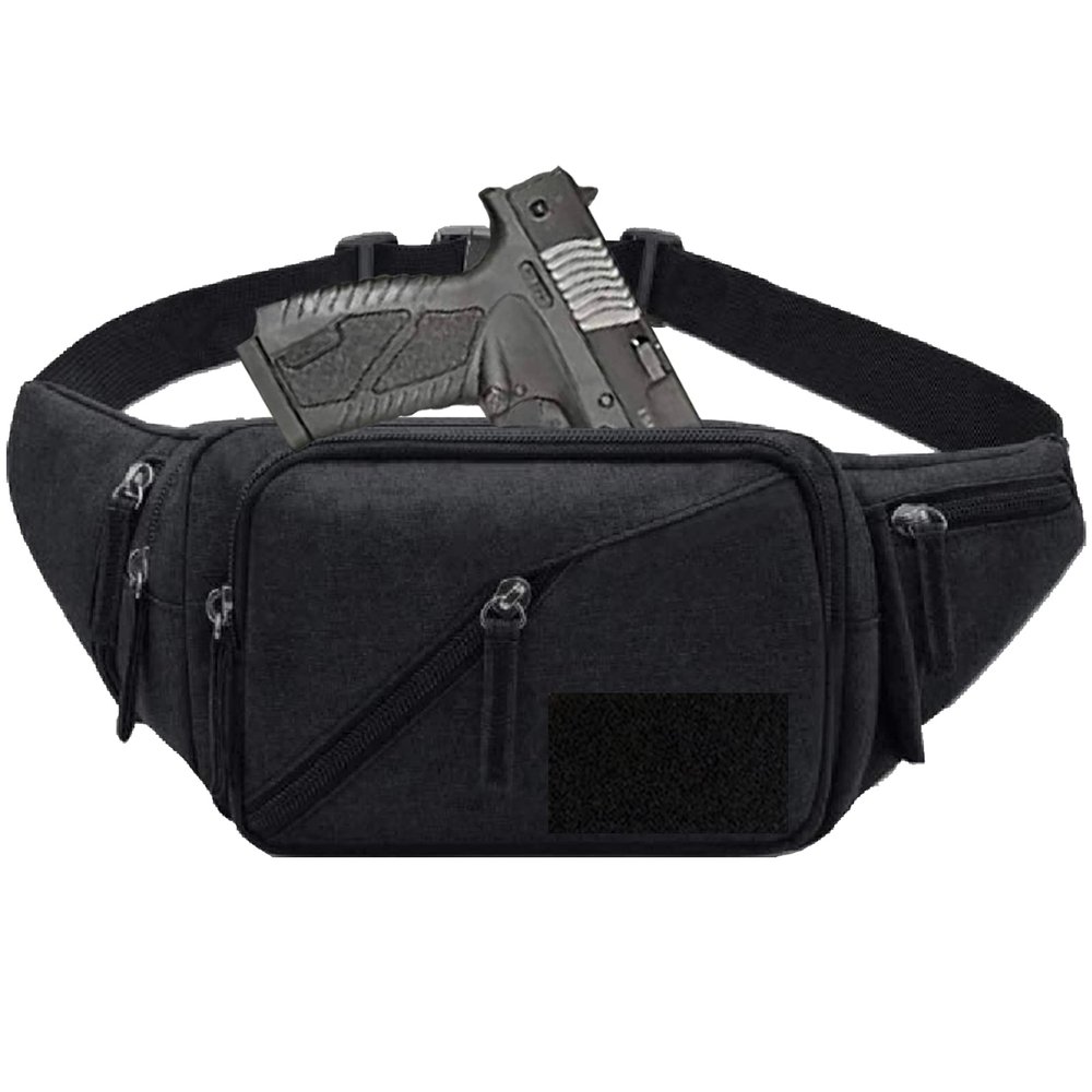 Concealed Carry Pistol Waist bag - LarKoo Tactical Conceal Carry Pistol Bag Fanny Packs Handgun Holster Pouch with Bottle&Gun Holder Fits 1911 Glock etc