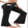 AFITNE Women's Bootcut Yoga Pants with Pockets, High Waisted Workout Athletic Bootleg Pants Flared Work Dress Pants Black - M view 1