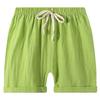 EISHOW 2-7T Toddler 3-Pack Shorts Set Baby Boy Girl Shorts Summer Cotton Linen Solid Color Short Beach Pants with Pocket (Green,6-7Y,6 Years,7 Years) view 1